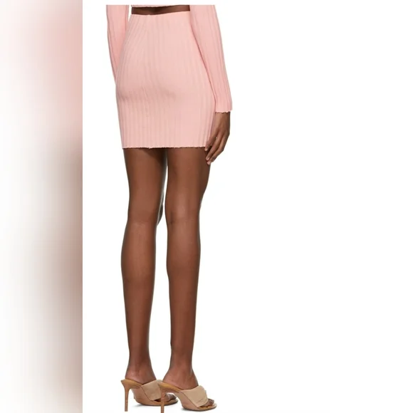 Cotton Citizen Capri Red/Pink Ribbed Mini Form Fitted Skirt for Any Occasion - Picture 9 of 10